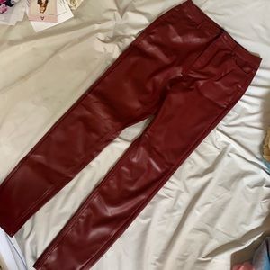Tall Wine Leather Pants